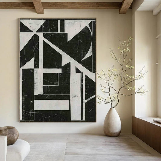 Black - White Geometric Abstract Art for Office & Living Room DLZ0406