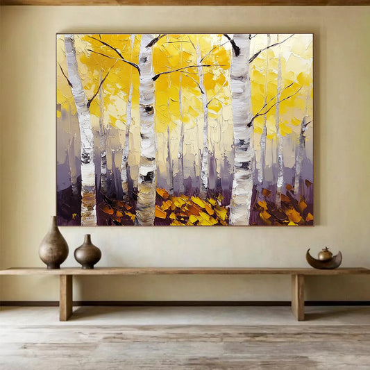 Golden Birch Forest Art for Autumn - Themed Restaurant & Rustic Home SC407
