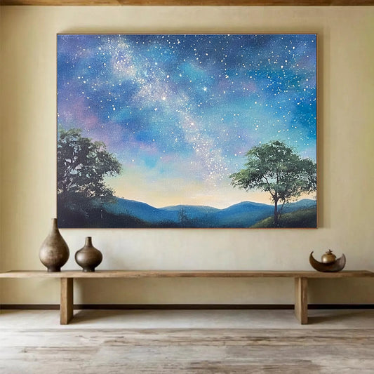 Starry Night Landscape Art for Astronomy Enthusiast’s Study & Nature - Themed Bedroom SC421