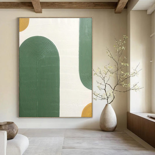 Green - Gold - White Relief Art for Tropical - Themed Home & Eco - Friendly Café DLZ1177