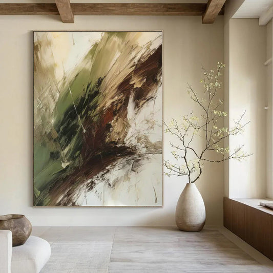 Green - Brown Abstract Art for Rustic Home Cabin & Eco - Friendly Art Space DLZ1708