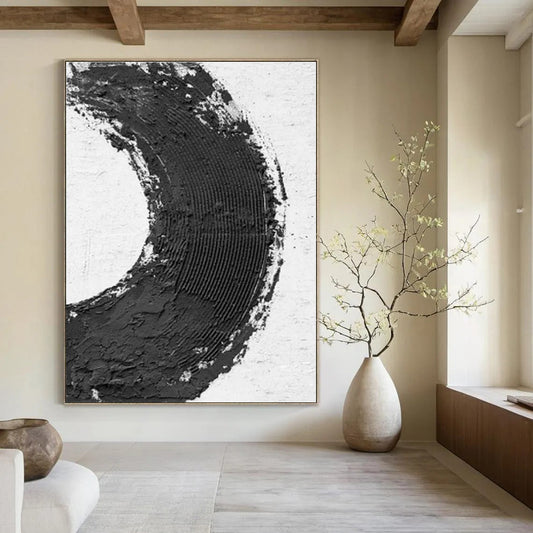Black - White Circular Texture Art for Modern Lounge & Art - Themed Bar DLZ2375