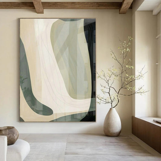 Minimalist Light Brown Abstract Art for Nordic - Style Home & Art - Focused Café DLZ1960