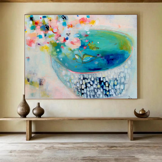 Blue - Bowl Floral Abstract Art for Charming Tea Rooms DLZ2446