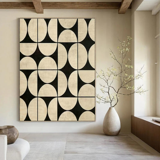 Black and White Geometric Pattern Art for Mid - Century Modern Home & Contemporary Design Studio DLZ1984