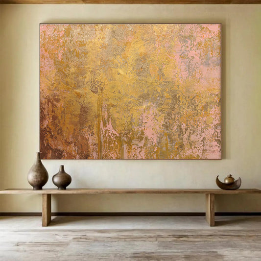 Gold - Pink Gradient Abstract Art for Charming Dressing Rooms DLZ2406