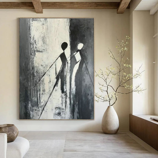 Abstract Black and White Figures Art for Art Gallery & Dance Studio DLZ0628