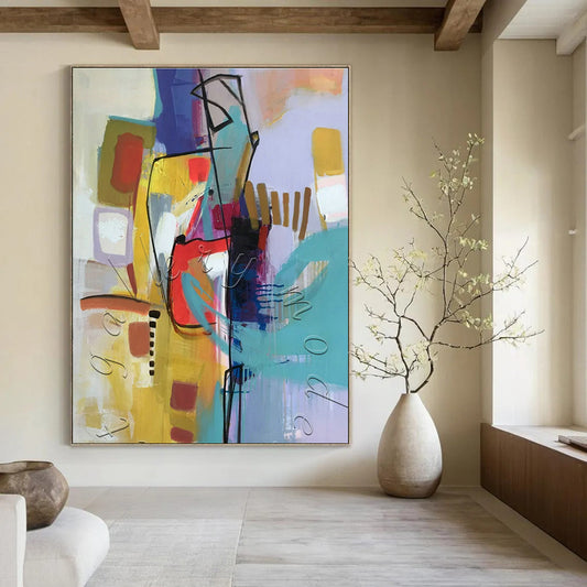 Colorful Geometric Abstract Art for Art Gallery Café & Modern Home Living Room DLZ1776