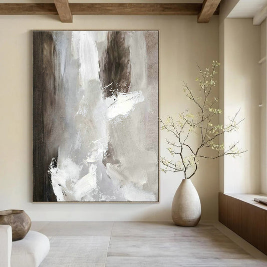 Gray - White Abstract Art for Minimalist Living Room & Spa Relaxation Area DLZ2022