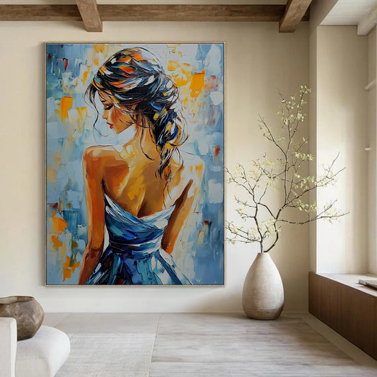 Woman in Blue Dress (Back View) for Romantic Restaurant & Feminine Boudoir STSC903