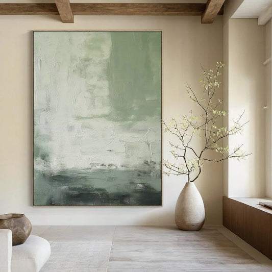 Green - Gray Abstract Art for Botanical Home Office & Eco - Friendly Café DLZ0835