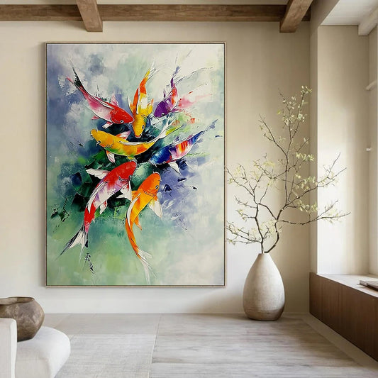 Colorful Koi Fish for Asian - Inspired Restaurant & Tranquil Home Garden Room STSC1012