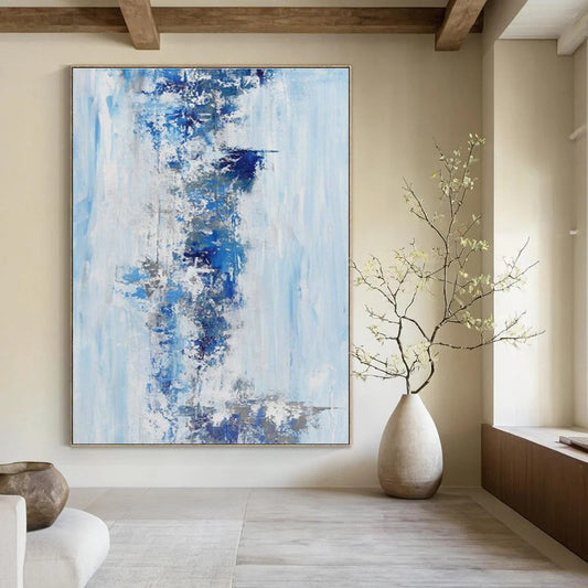 Blue - White Abstract Art for Coastal Home Entryway Walls DLZ0072
