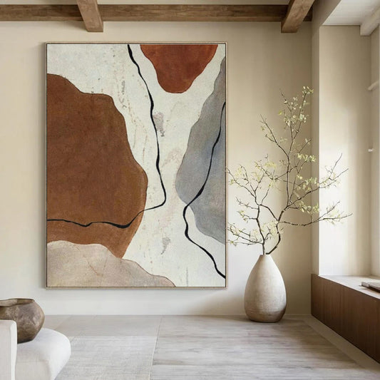 Earth - Toned Abstract Shapes Art for Desert Retreat & Pottery Studio DLZ0623