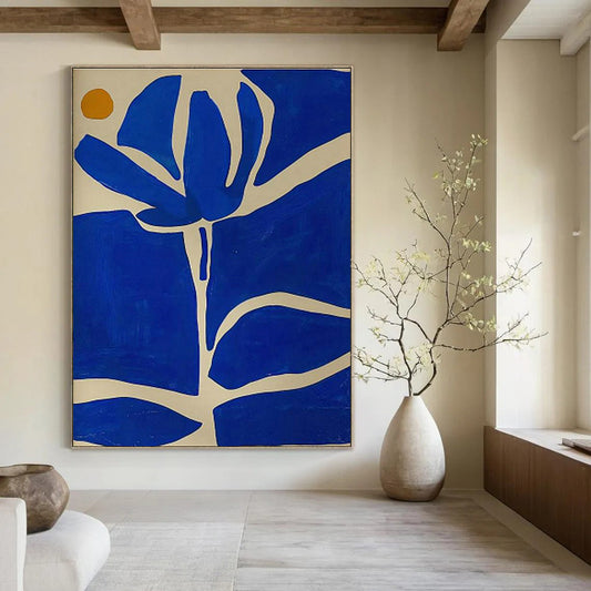 Blue Flower Abstract Art for Mediterranean - Style Courtyards DLZ0111