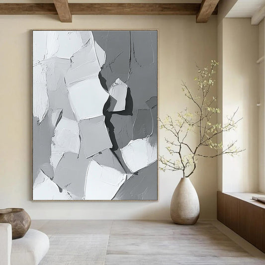 Textured Gray Abstract for Modern Minimalist Lounge & Art Gallery Installation STSC479
