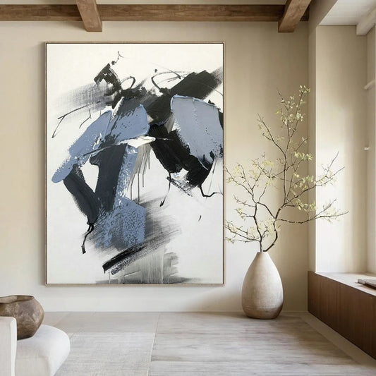 Blue - Black - Gray Abstract Art for Coastal Home Office & Contemporary Art Gallery DLZ1677