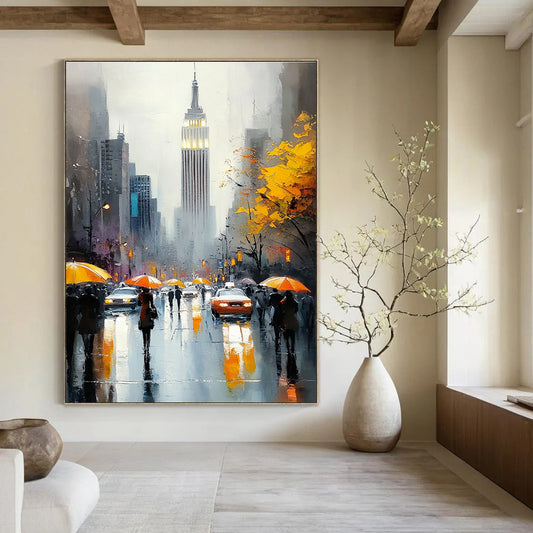 Rainy City Street with Umbrellas for Urban Loft & Rainy Day Café STSC1137