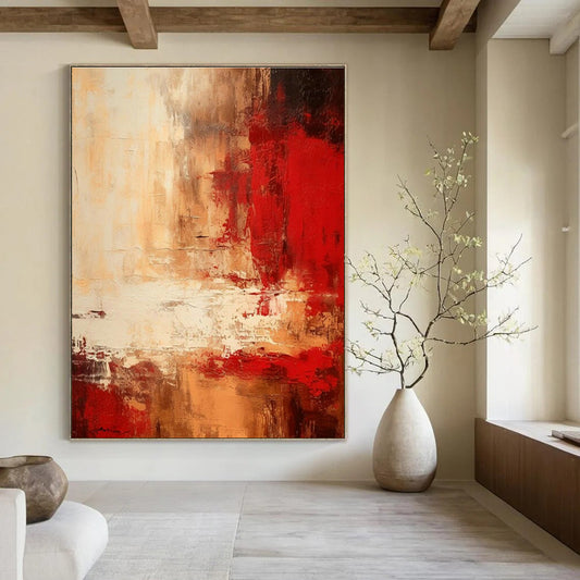 Red - Brown Abstract Art for Steakhouse Dining Room & Rustic Home Library DLZ1655