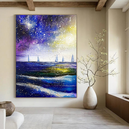 Sparkling Starry Sea for Art - Loving Study & Beach House Balcony STSC852