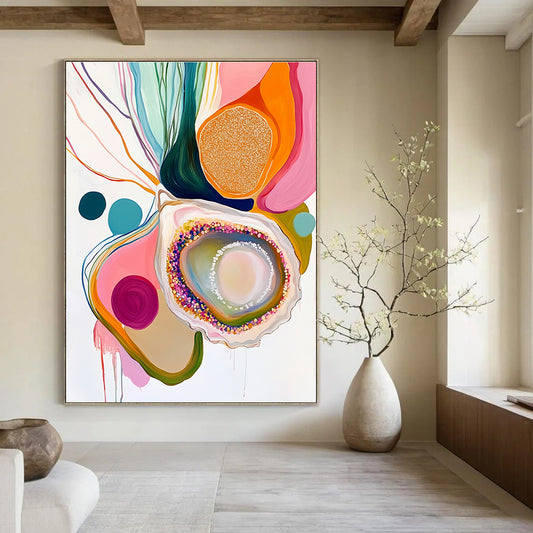 Vibrant Oyster Abstract Art for Dining Room & Sunroom STSC665