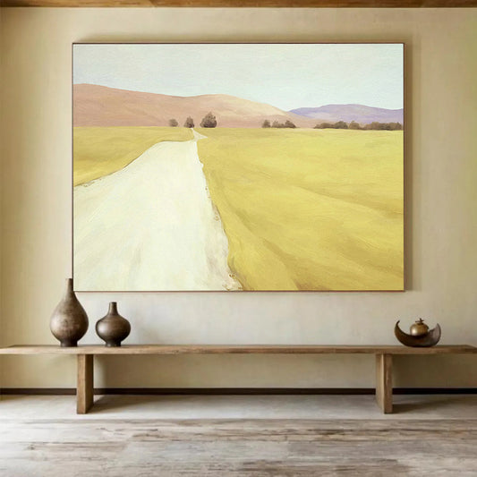 Yellow Field & Path Art for Rustic Farmhouse Dining Areas DLZ3126
