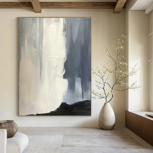 Gray - White Gradient Abstract Art for Nordic Study & Corporate Office Lounge DLZ1455