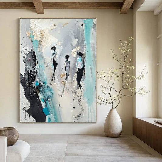 Abstract Figures with Gold Accents Art for Bedroom & Boutique STSC726