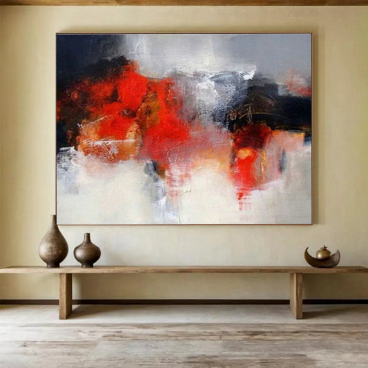 Red - Grey Blend Abstract Art for Sophisticated Office DLZ2814