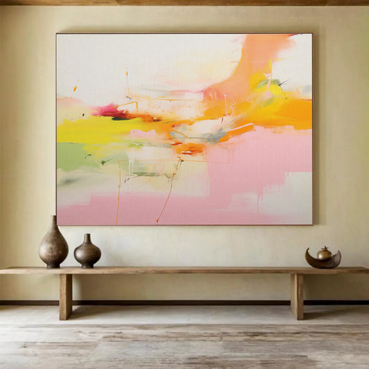 Warm Yellow - Pink Abstract Art for Cozy Breakfast Nook DLZ2874