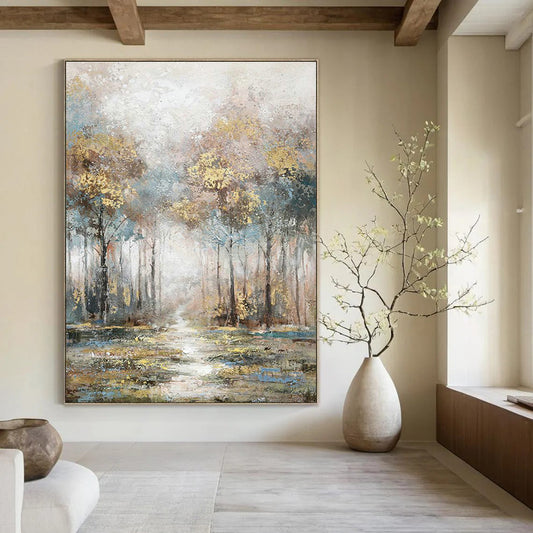 Misty Forest Path Art for Rustic Cabin Bedroom & Meditation Space DLZ2133