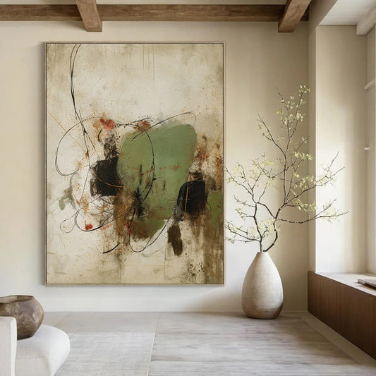 Green - Black Abstract for Bohemian - Style Restaurant & Nature - Inspired Home Office DLZ0893