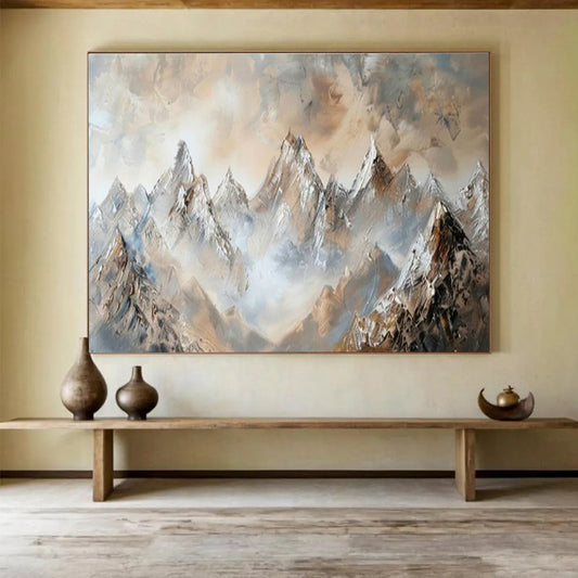 Gold Snow Mountain Landscape Art for Alpine - Inspired Living Room DLZ2850