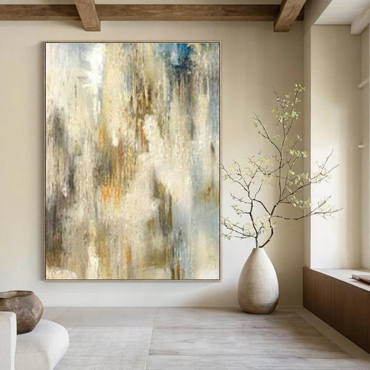 Gray - White - Gold Abstract Art for Luxury Hotel Lobby & Contemporary Art Gallery DLZ1900