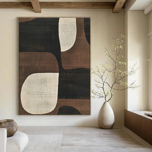 Brown and Black Geometric Shapes Art for Mid - Century Modern Living Room & Minimalist Office STSC1320
