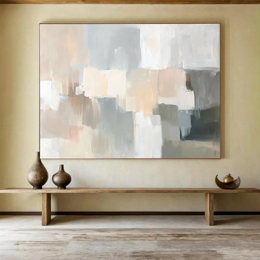 Neutral Tones Abstract Blocks Art for Modern Art Gallery & Sophisticated Waiting Room SC059