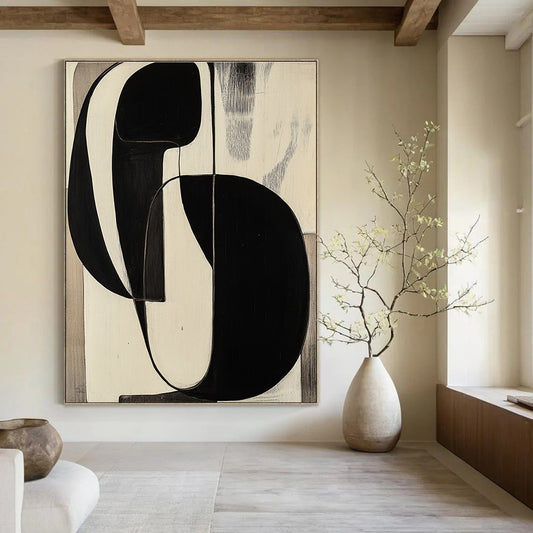 Black and White Geometric Abstract for Industrial - Chic Loft & Modern Art Studio STSC472