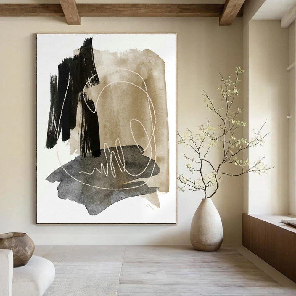 Ink - Line Abstract Art for Bohemian Living Room & Art Studio Break Area DLZ0976