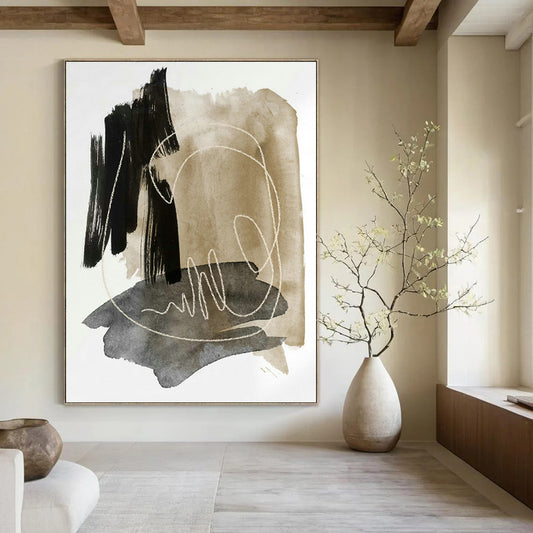 Ink - Line Abstract Art for Bohemian Living Room & Art Studio Break Area DLZ0976