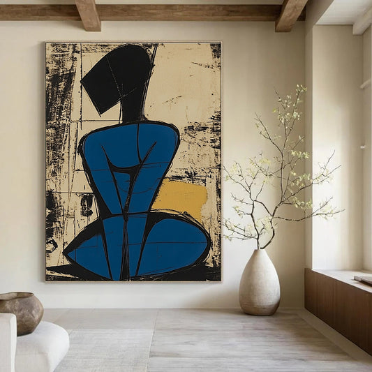 Abstract Figure in Blue for Mid - Century Modern Office & Avant - Garde Art Studio STSC984