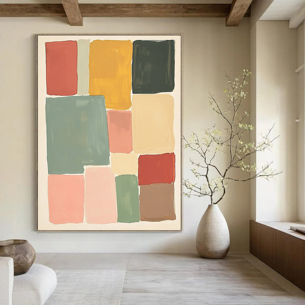 Geometric Color Block Art for Mid - Century Modern Home & Art - Lovers’ Office STSC1361
