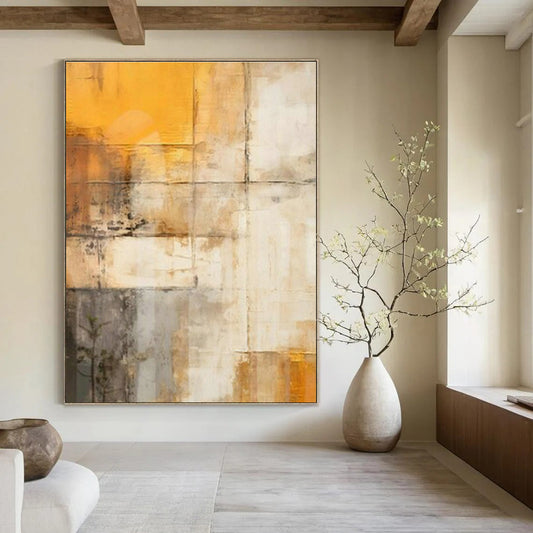 Repeated Yellow - Gray Abstract Art for Modern Coworking Space & Art Gallery Pop - up DLZ1955