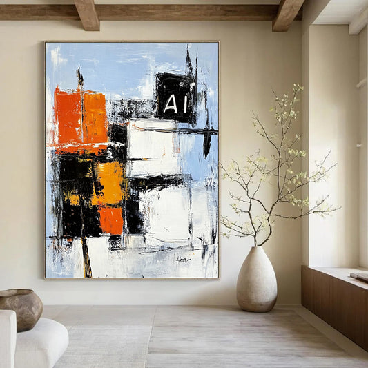 Abstract Color Block with “AI” for Tech - Inspired Office & Modern Art Space STSC742