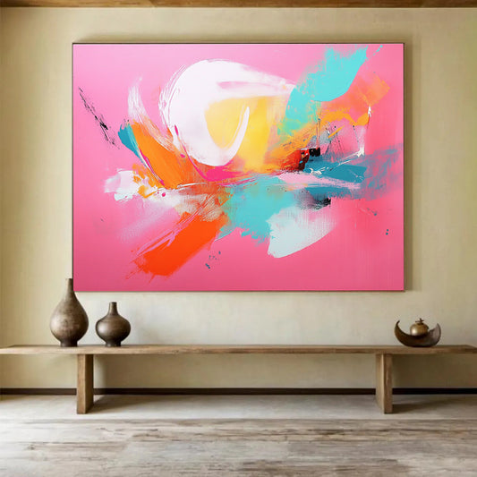 Pink - Colored Abstract Burst Art for Fashion Boutique & Modern Dining Room SC224