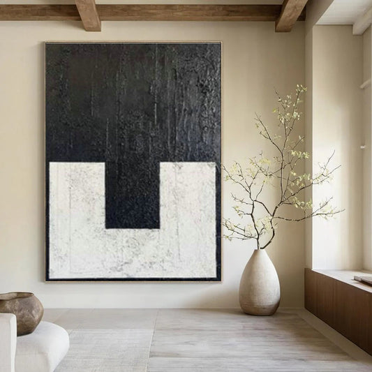 Black and White Geometric Abstract Art for Contemporary Office & Minimalist Showroom DLZ1979