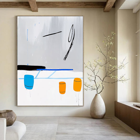 Abstract Shapes in Gray, Blue, and Orange Art for Modern Art Gallery & Creative Coworking Space STSC1347