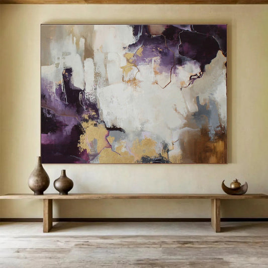 Purple - Gold Abstract Art for Glamorous Bedroom DLZ2892