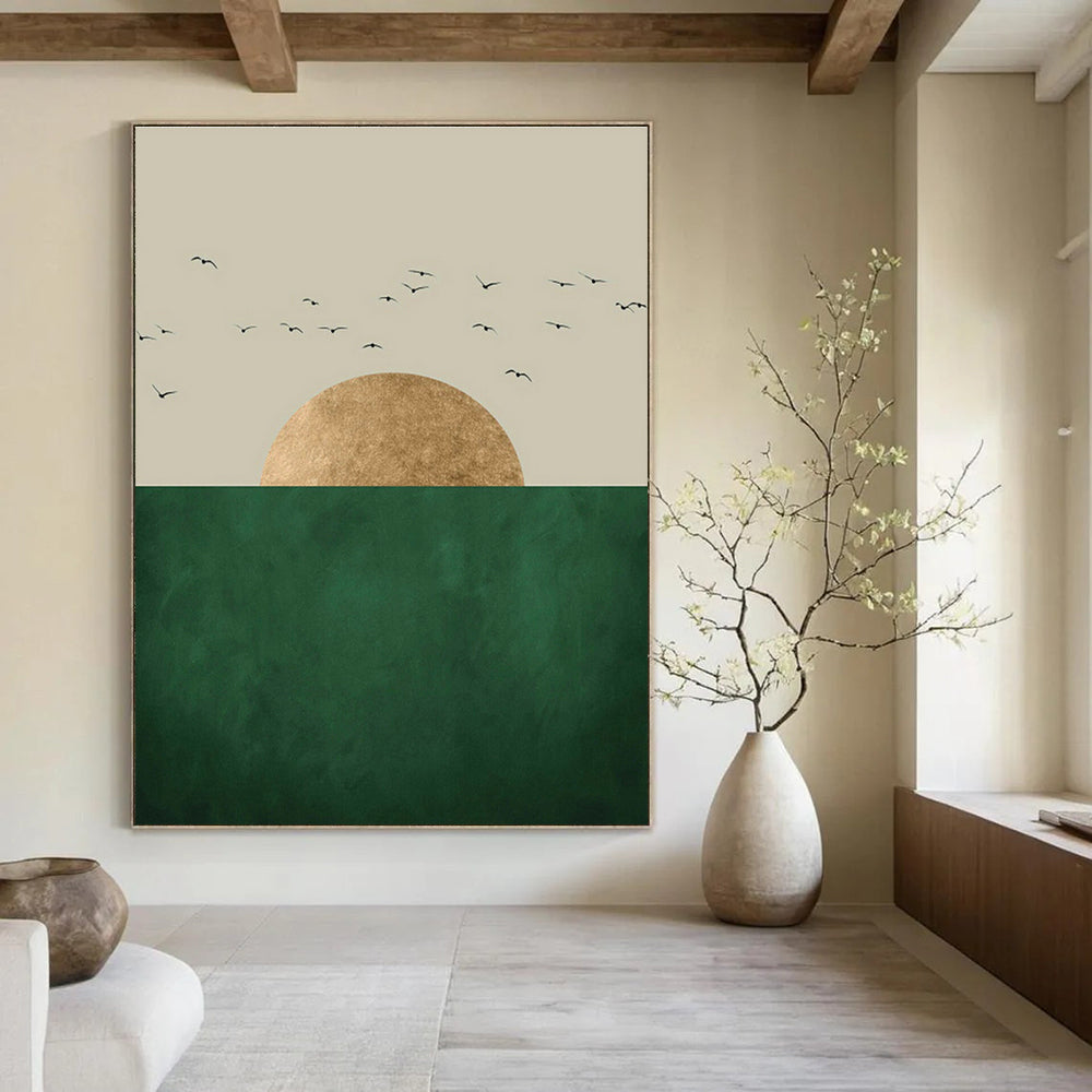 Minimalist Golden Sunset Wall Art for Living Room & Office DLZ0391