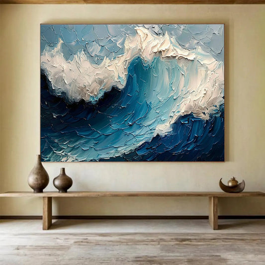 Textured Wave Oil Painting for Nautical - Themed Yacht Club Dining Halls DLZ3150