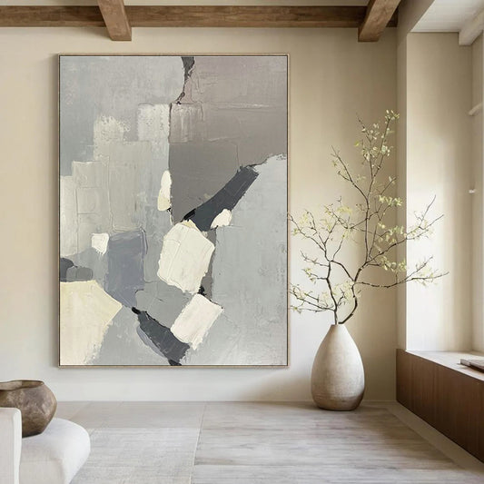 Minimalist Gray - Block Abstract Art for Corporate Office & Modern Hotel Lobby DLZ2286